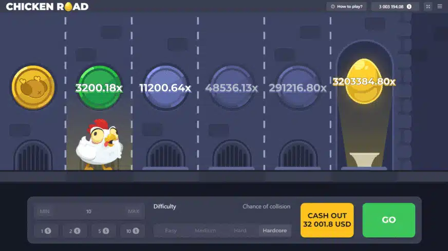 Versão demo do jogo Chicken Road.